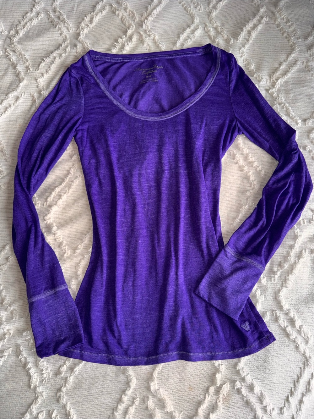 American Eagle Purple Heathered Scoop Neck Long Sleeve Top – Women’s M